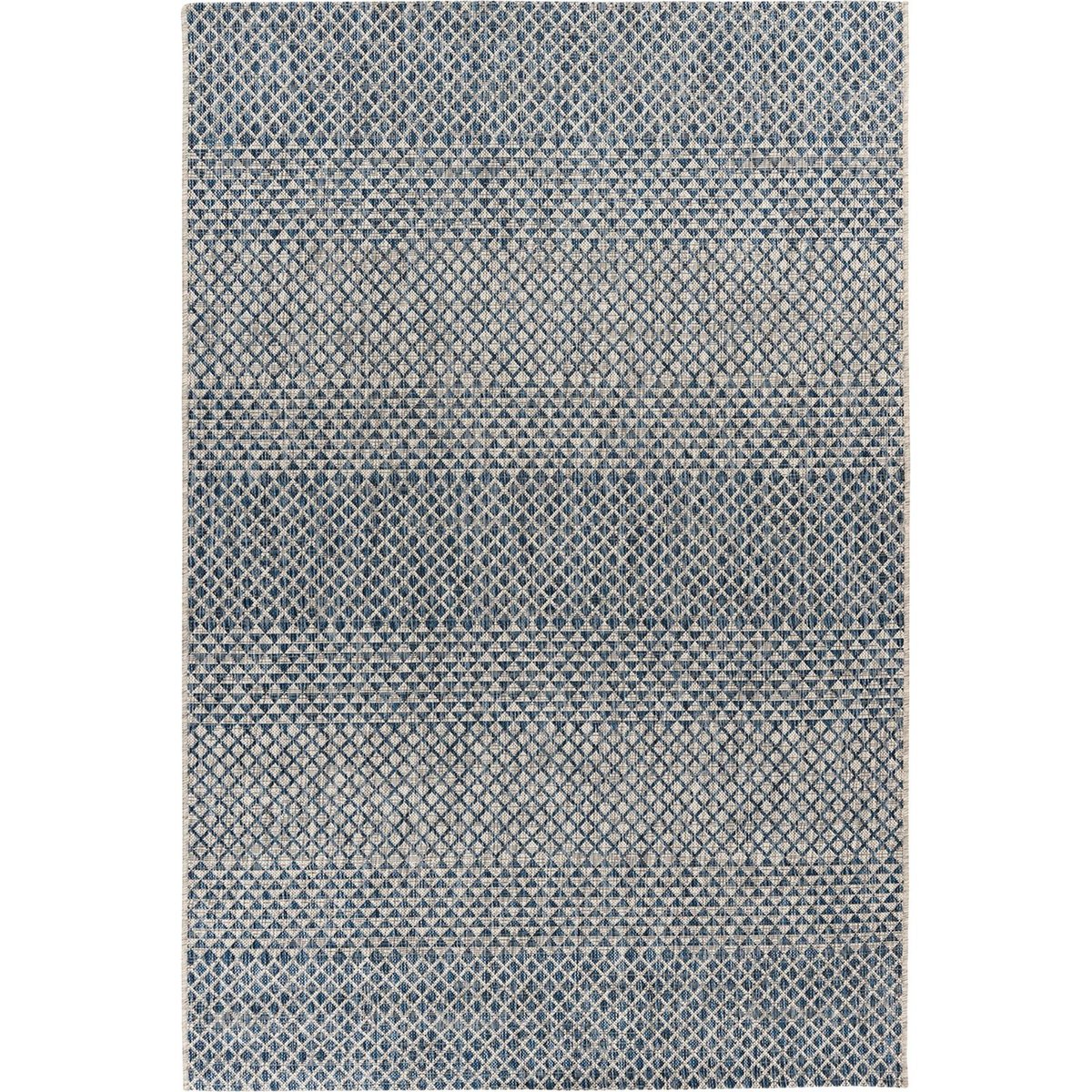 Tapis tissé plat motif géométrique losange bleu marine et beige sable, ARTE ESPINA