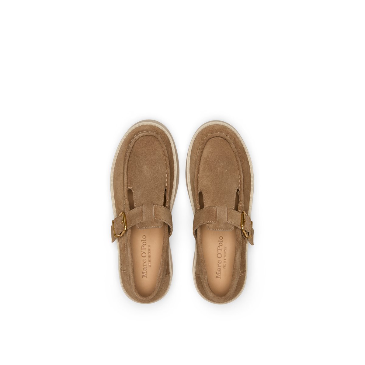 Mary-Jane-Loafer modèle Pia en cuir velours doux marron clair, MARC O'POLO