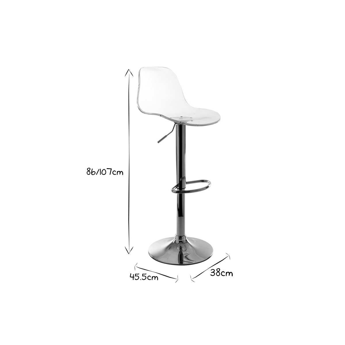 Tabouret de bar transparent GALILEO transparent, MILIBOO