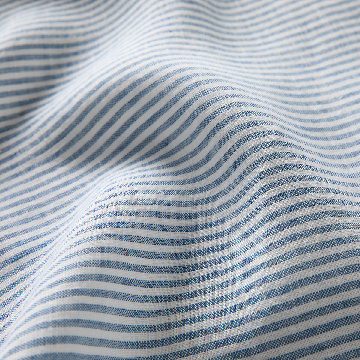 Taie d'oreiller en lin lavé, Limona bleu rayé bleu, LA REDOUTE INTERIEURS