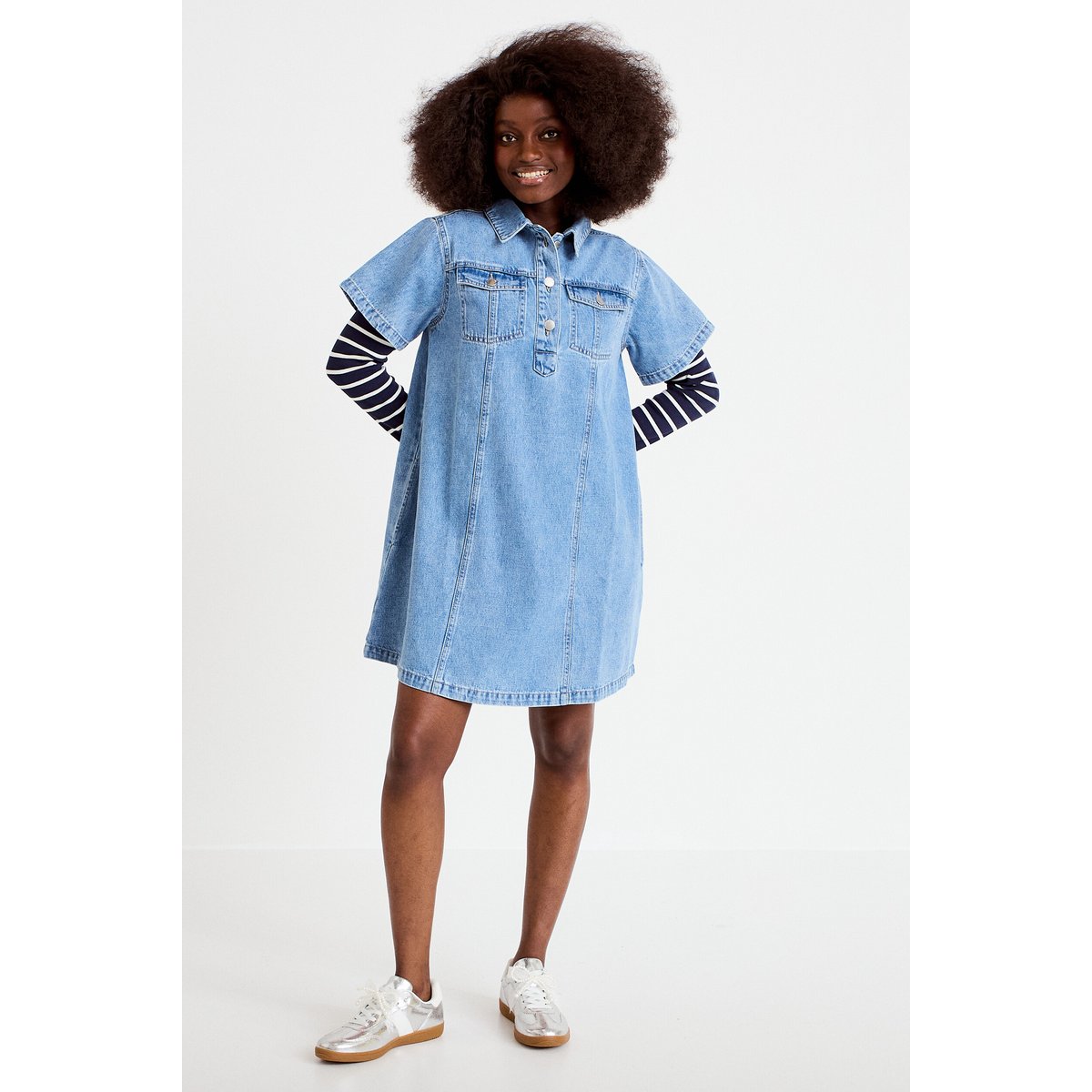Robe droite en jean denim double stone, CACHE CACHE