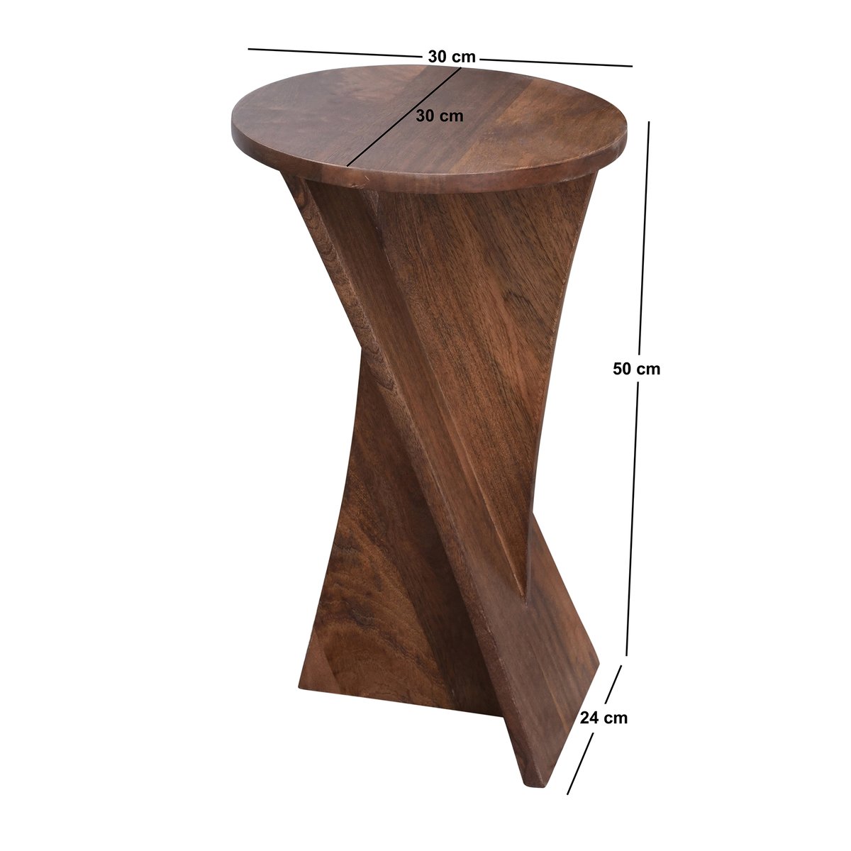 Table d'appoint, bois de manguier foncé, PATNA noyer, NORDLYS