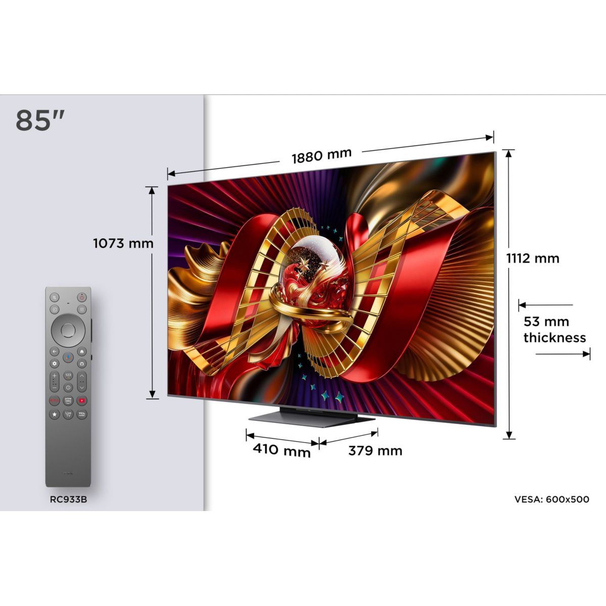 TV Mini LED 85C89L (2026) 85" (215 cm) couleur unique, TCL