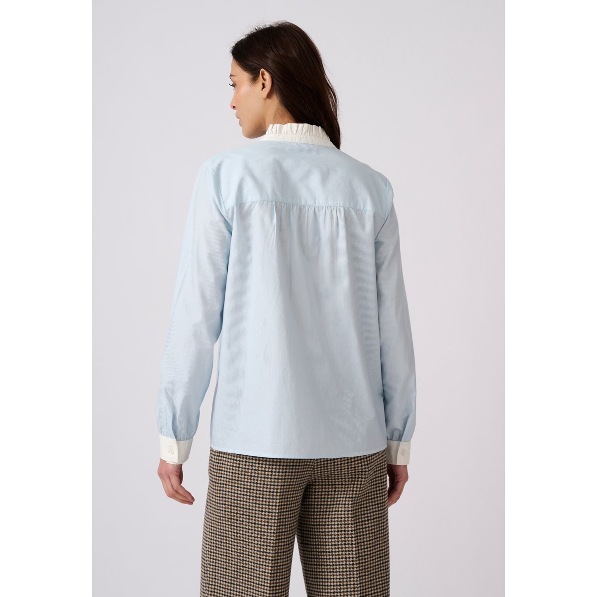 Chemisier popeline rayée pur coton bleu rayé, DAMART