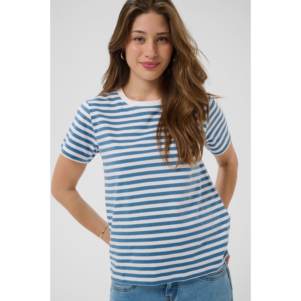 T-shirt à manches courtes bleu blue heaven stripe, CREAM