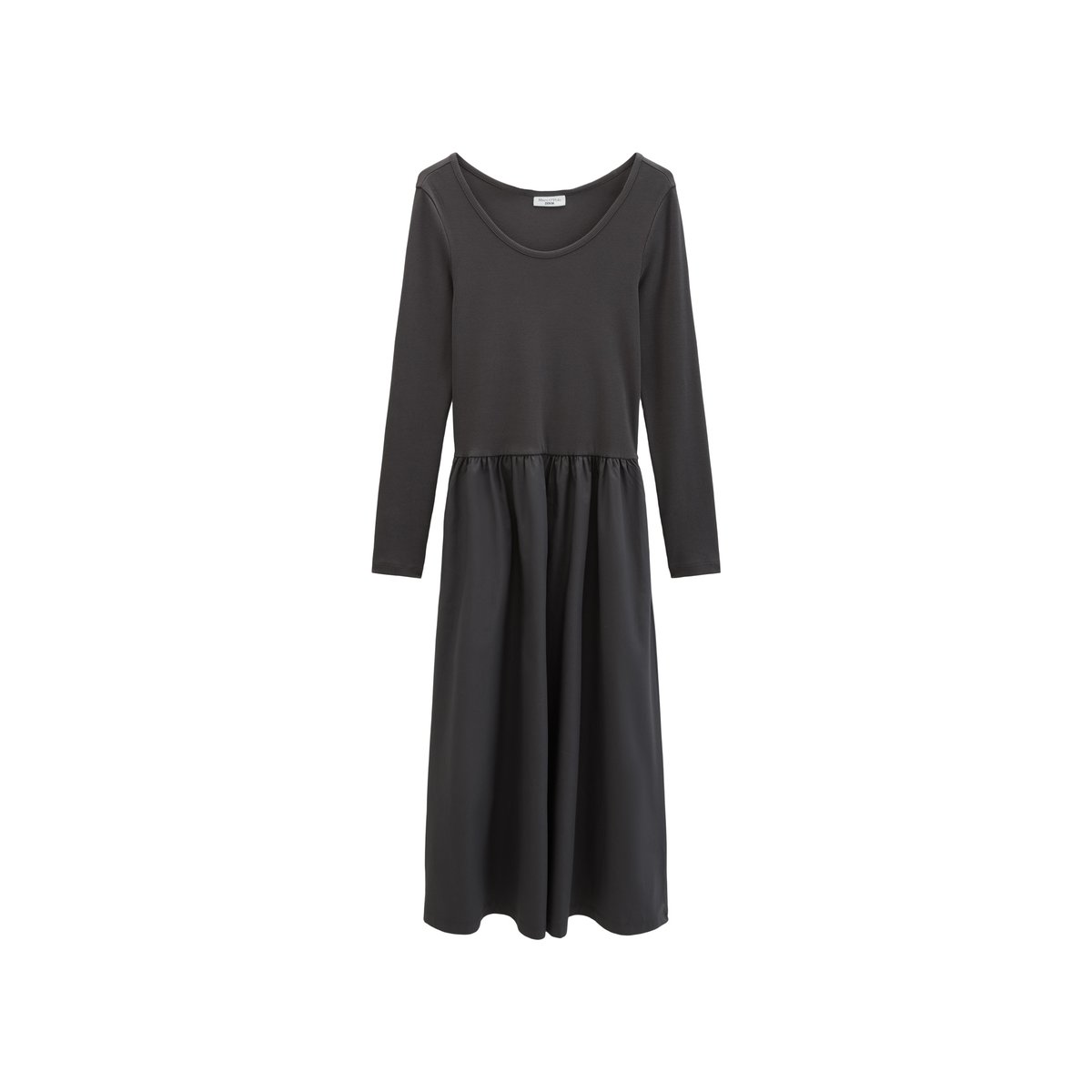 Robe évasée en jersey avec une jupe en popeline de coton gris, MARC O’POLO DENIM
