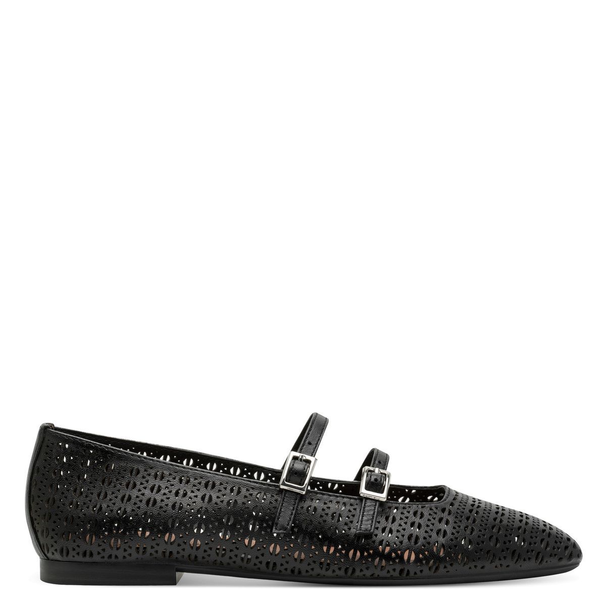 Ballerine en cuir noir struct, TAMARIS