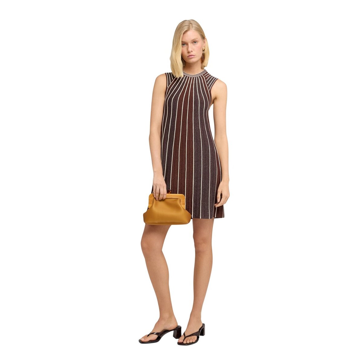 Robe ligne A plissée marron, MOTIVI