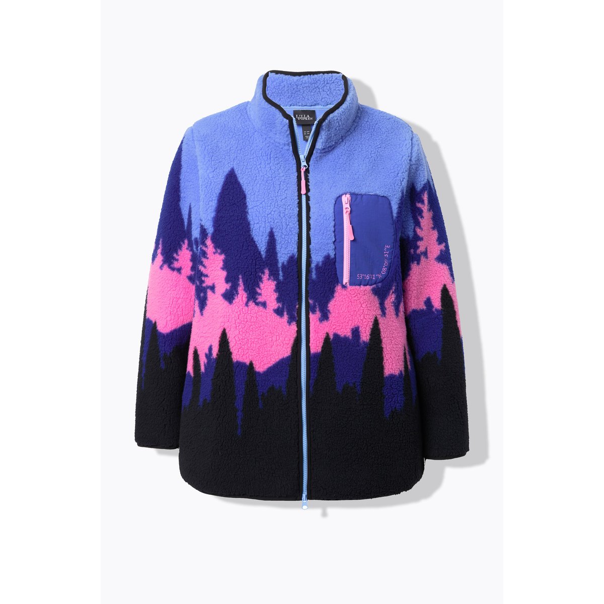 Veste en polaire motif montagne bleu nuages, ULLA POPKEN