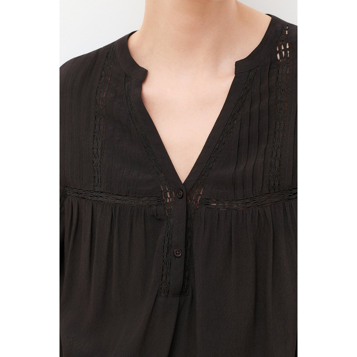 Chemise droite col tunisien CFLORINE marron foncé, CAROLL