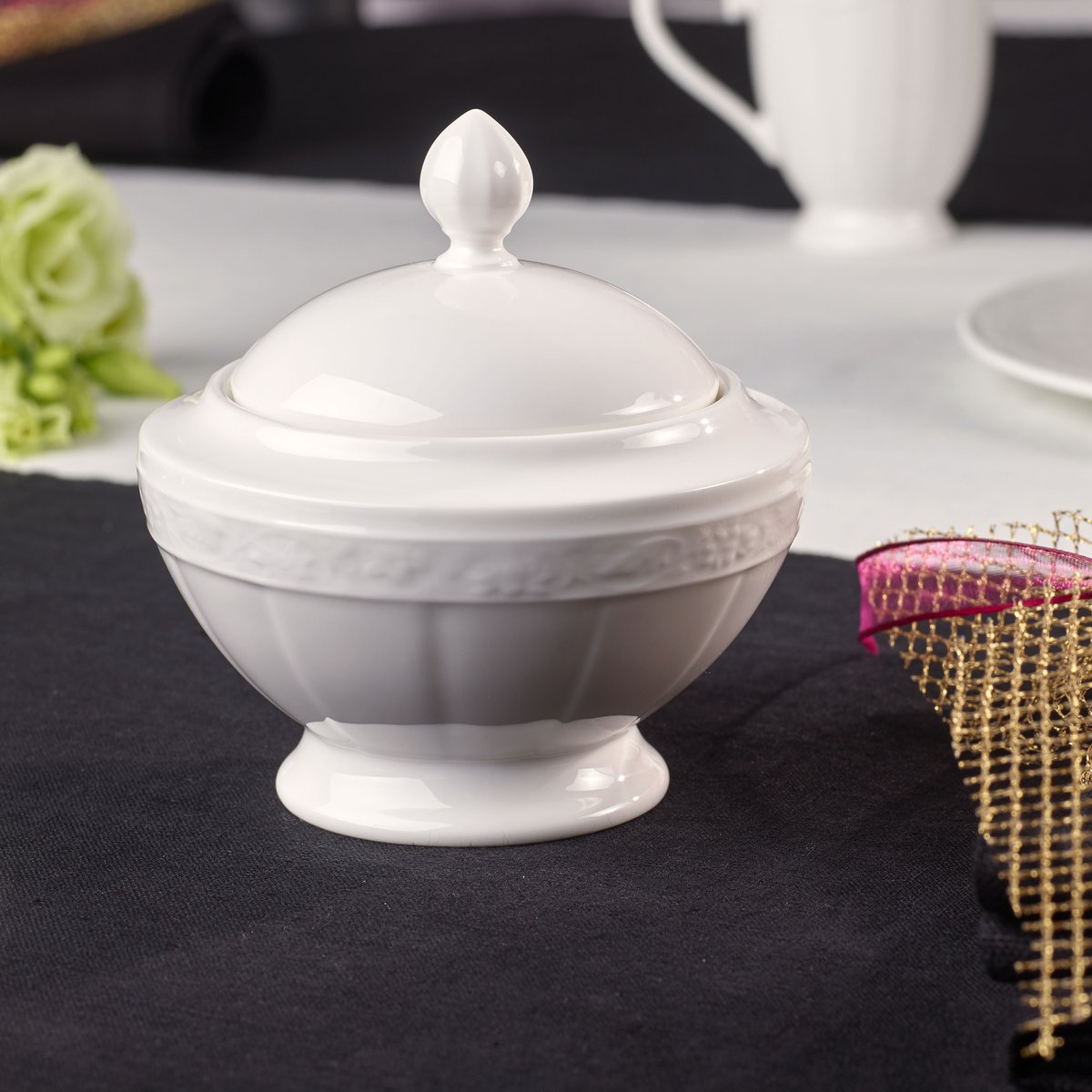 Sucrier/Confiturier 6 Pers. WHITE PEARL couleur unique, VILLEROY & BOCH SIGNATURE