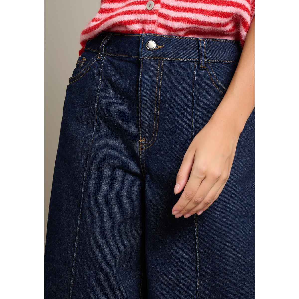 Bermuda en denim ample dark blue, LOLALIZA
