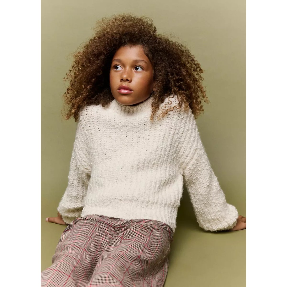 Pull en maille moyenne ivoire, MANGO KIDS
