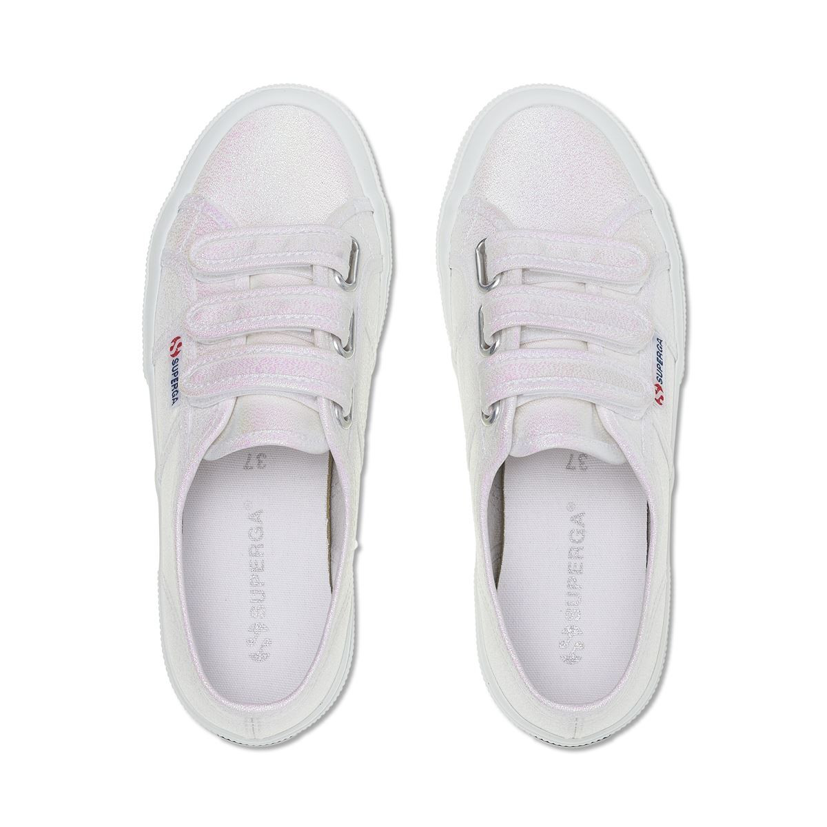 Baskets classic basses en toile 2750 , STRAPS blanc / argent, SUPERGA