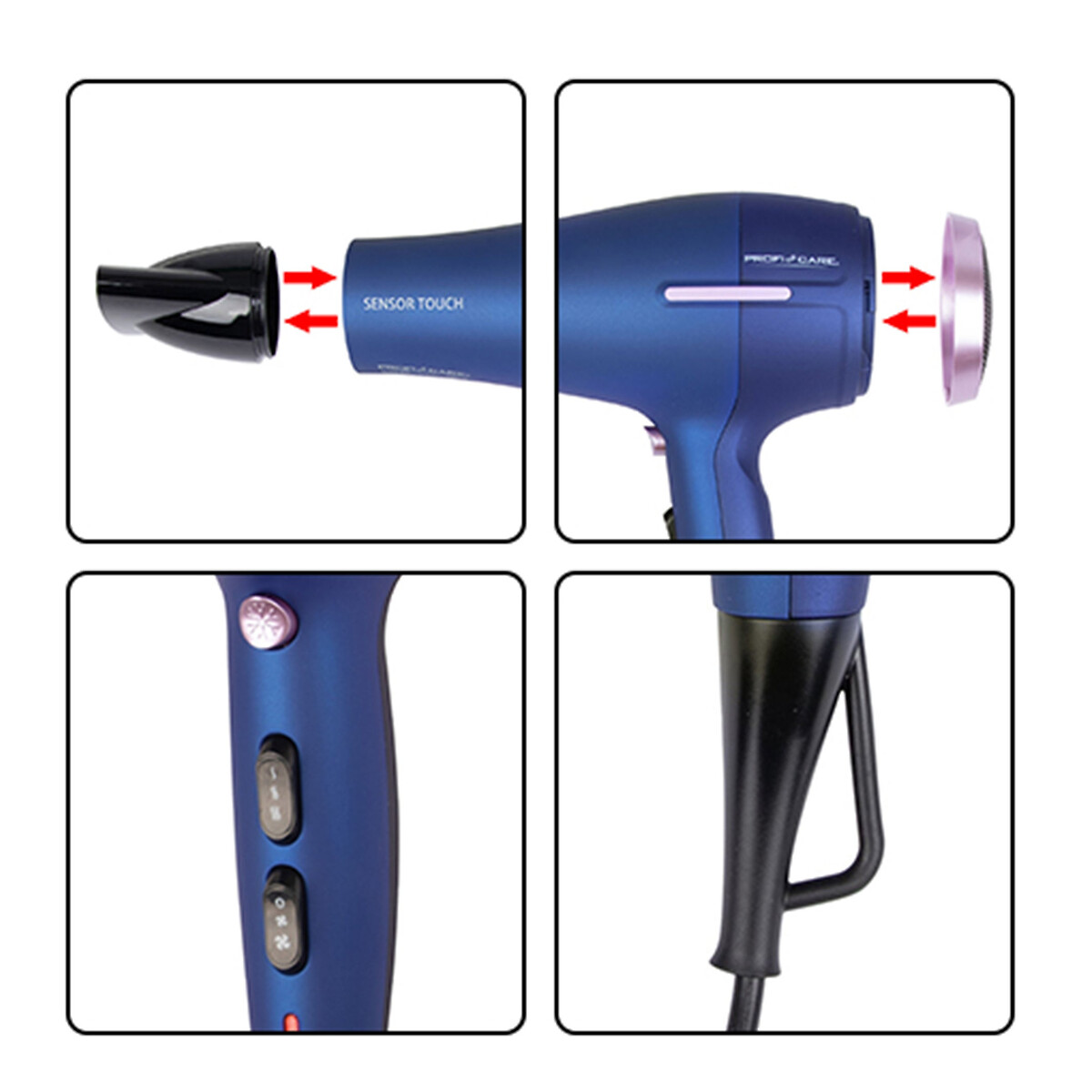 Secador de cabelo profissional sensor toque, da proficare verde-acinzentado, PROFICARE