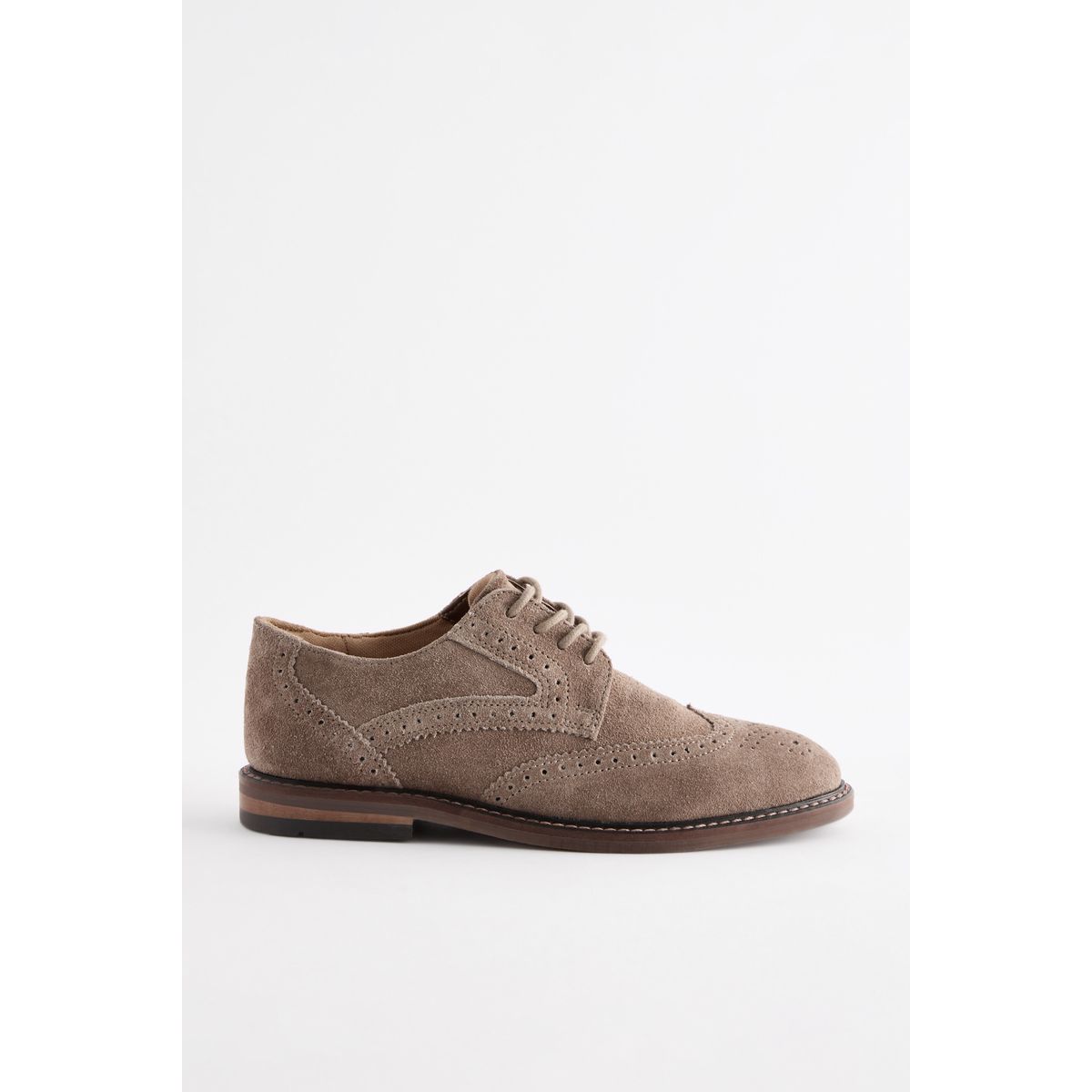 Chaussures richelieu en cuir à lacets daim neutre, NEXT
