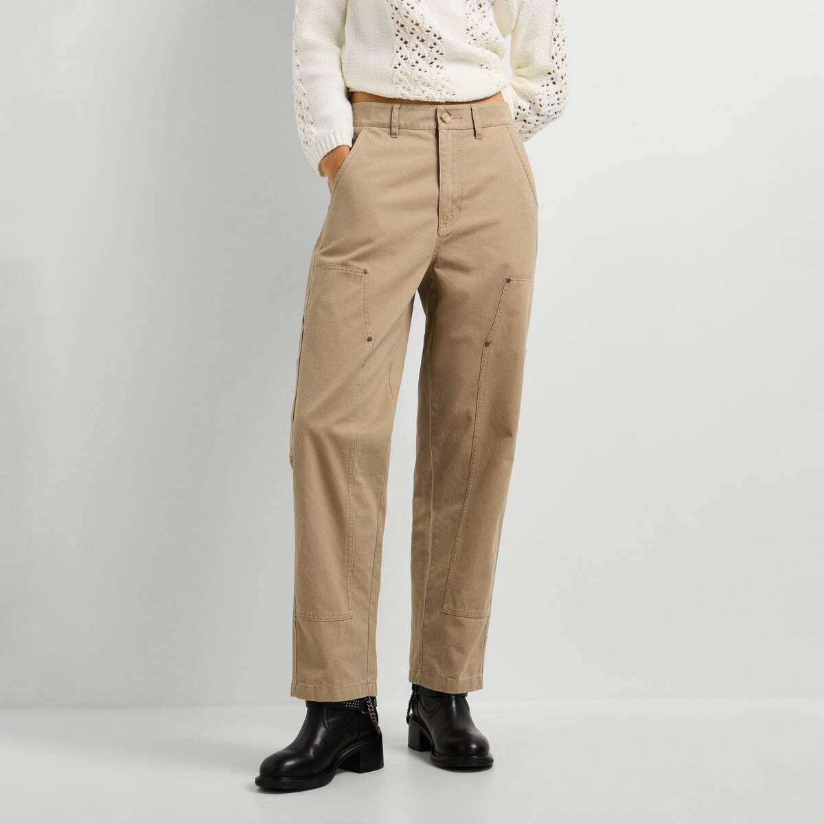 Pantalon Cargo En Sergé Coupe Droite beige malté, PEPE JEANS