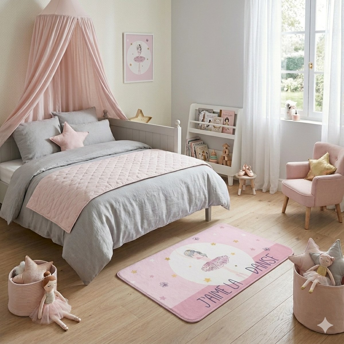 Tapis enfant J'aime la danse rose, EDEN