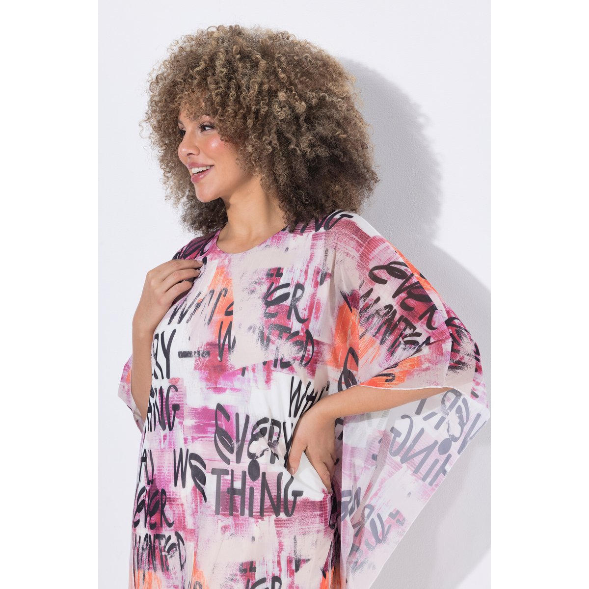 Blouse en tulle doublée, coupe oversize blanc cassé, ULLA POPKEN