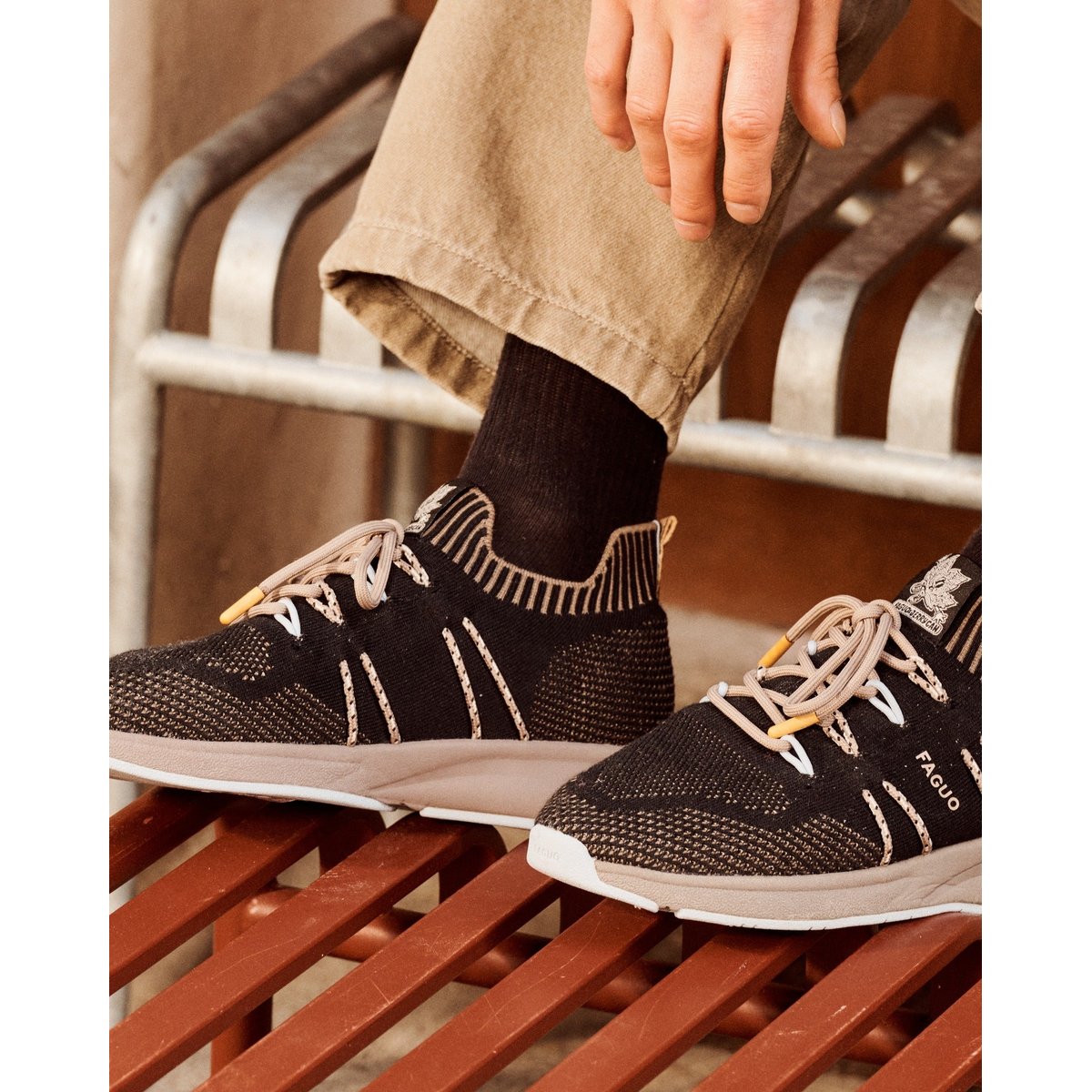 Baskets running en tencel noir, FAGUO