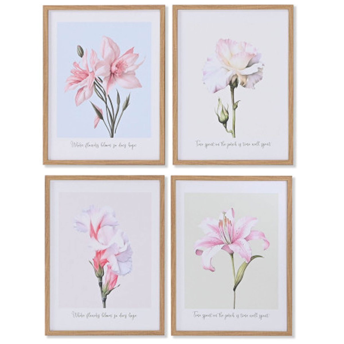 Set de 4 tableaux décoratifs fleurs 30x2x40cm multicolore, WADIGA