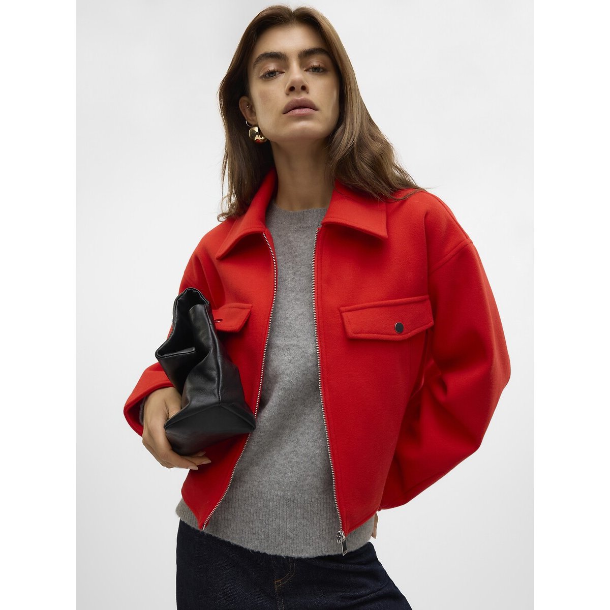 Kort jasje met ritssluiting felrood, VERO MODA