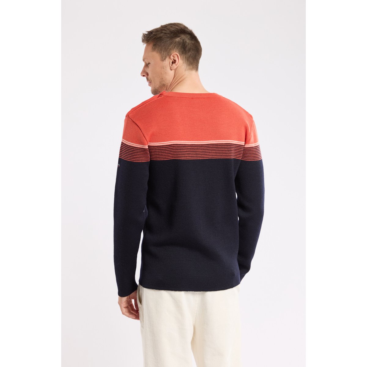 Pull marin micro rayures - laine navire/paprika h25/nature, ARMOR-LUX