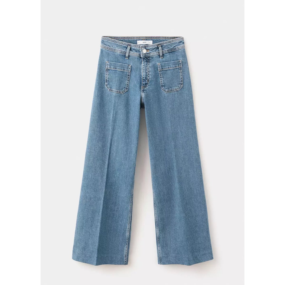 Jean large taille haute bleu moyen, MANGO