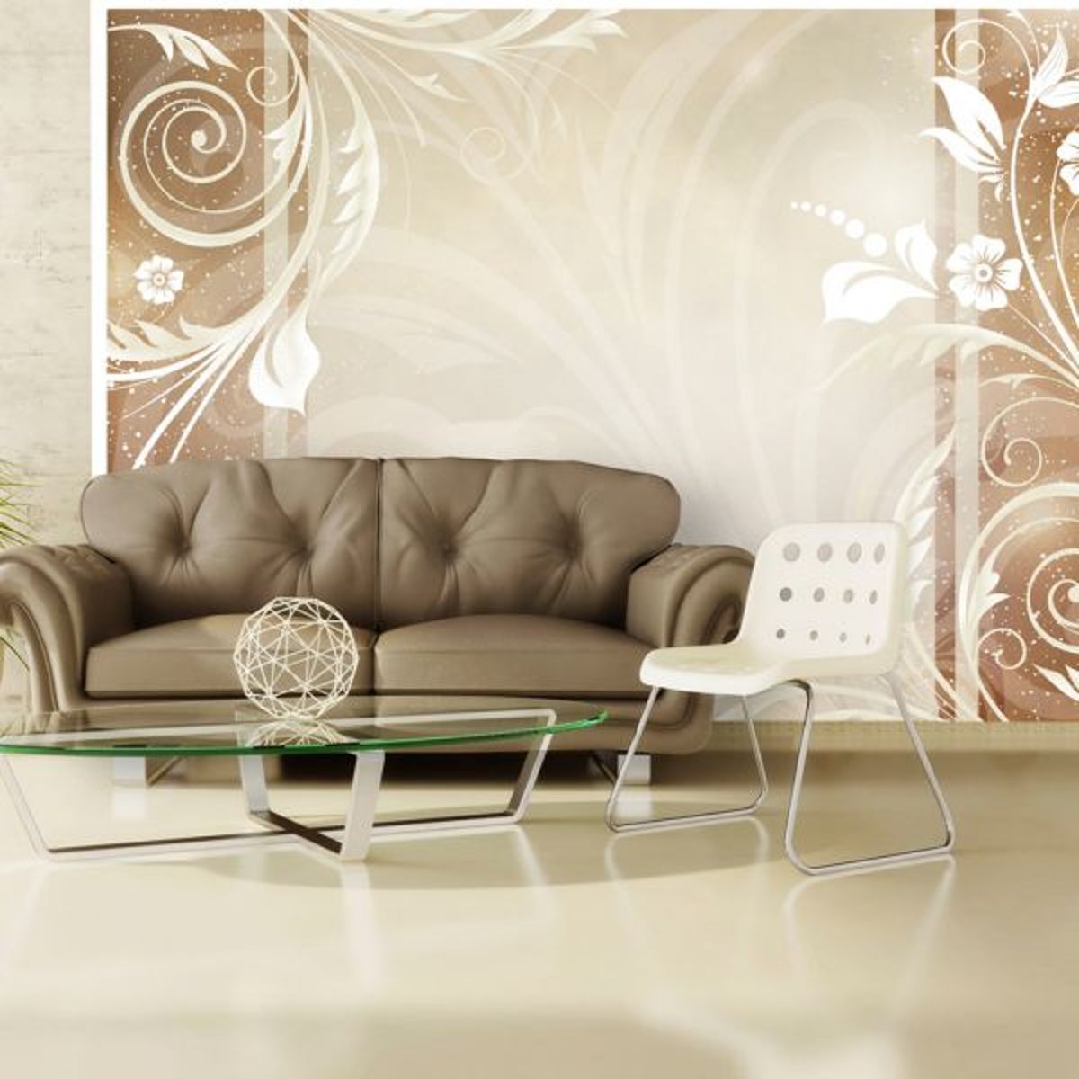 Papier peint intissé panoramique Stationery beige, EDEN