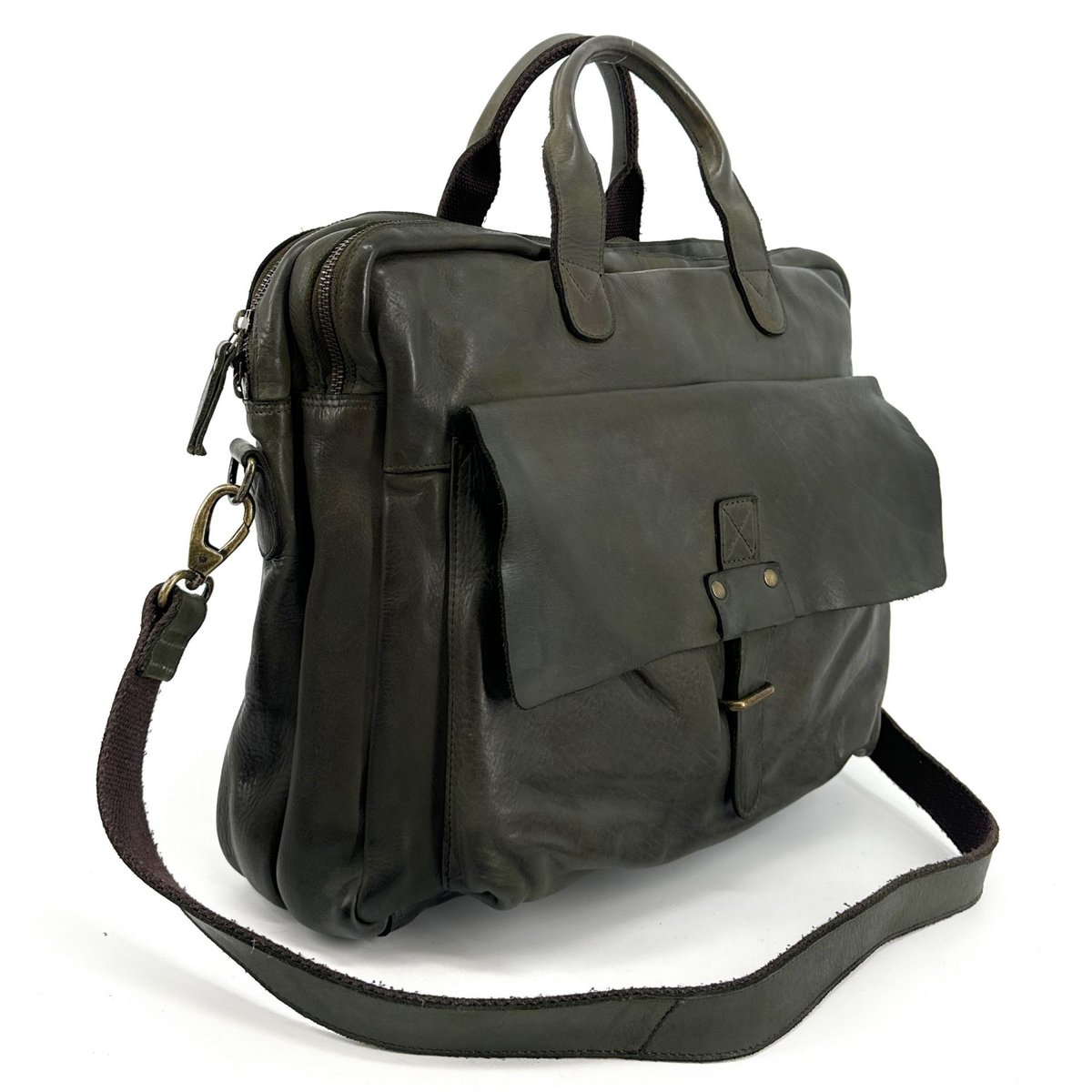 Sacoche en cuir vintage SOLO kaki, OH MY BAG