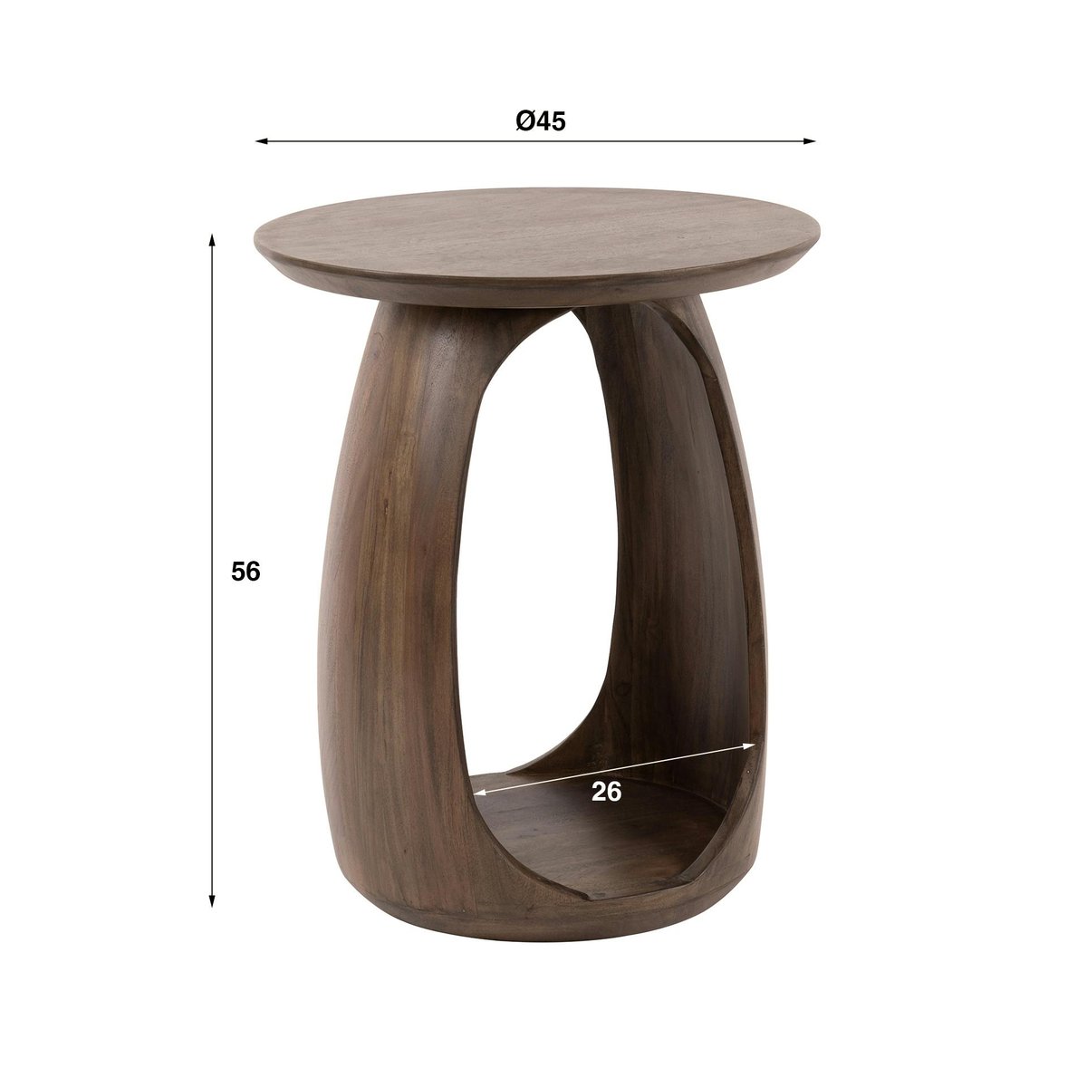 Table d’appoint bois brun – rangement intégré, 56 cm MYSORE marron, PIER IMPORT