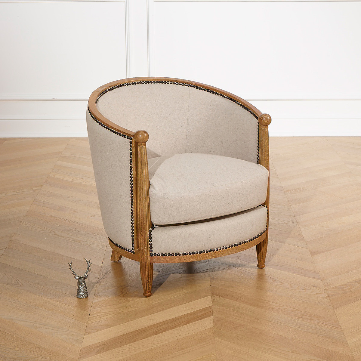 Fauteuil en chêne massif et lin CAROLE ficelle, ROBIN DES BOIS