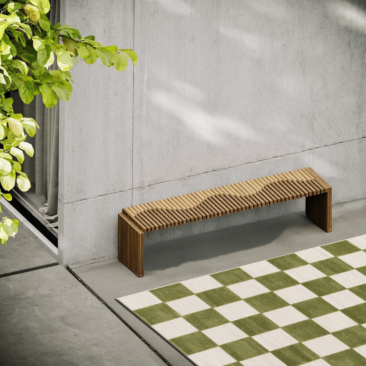 Tapis enfant avec effet sculpté PETITS CARREAUX vert naturel, AFK LIVING