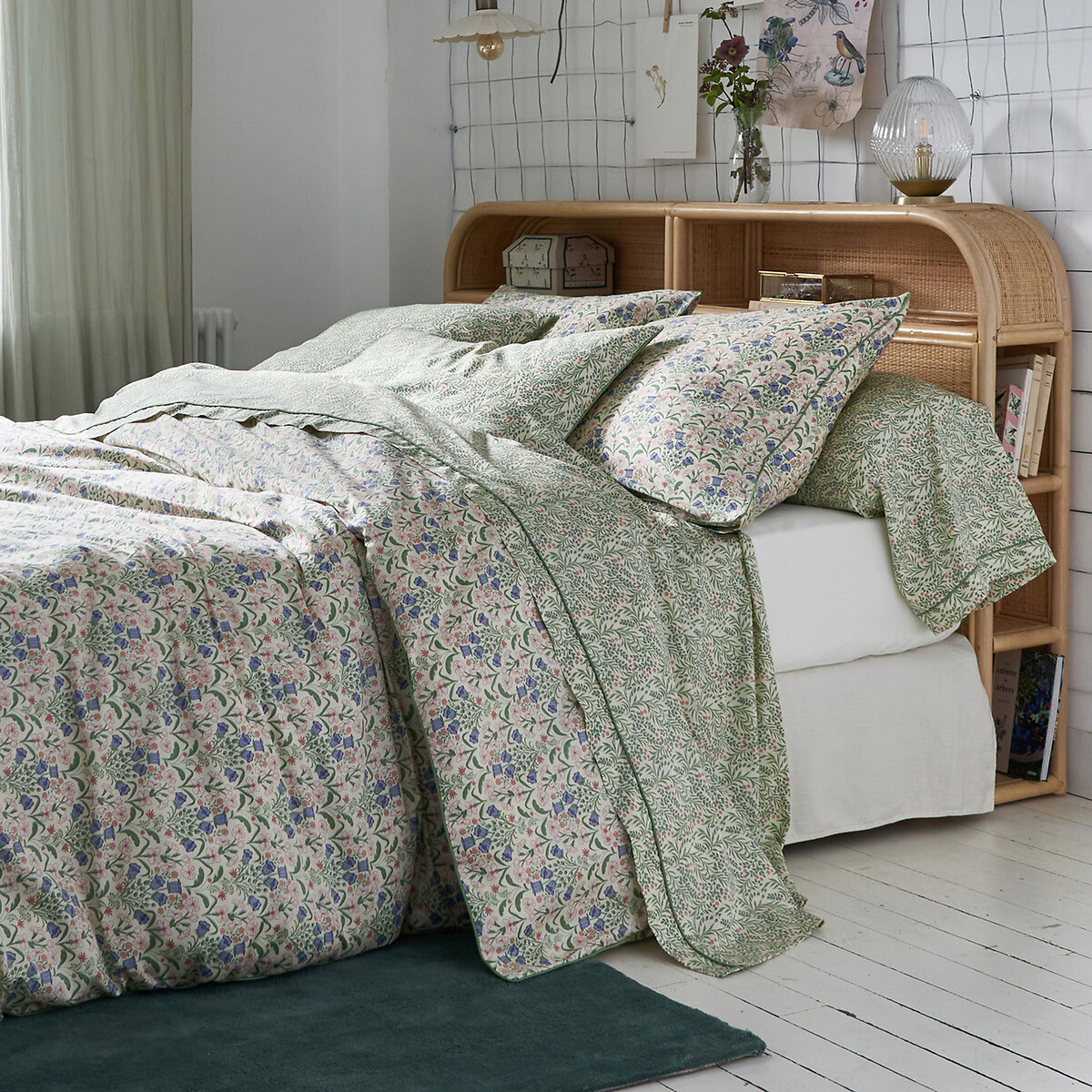 Taie de traversin satin de coton, Lizbeth imprimé floral, LA REDOUTE INTERIEURS