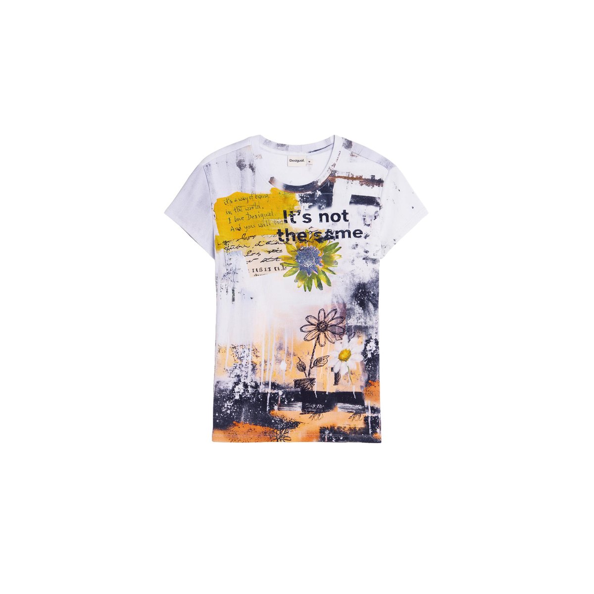 T-shirt imprimé 100 % coton blanc, DESIGUAL