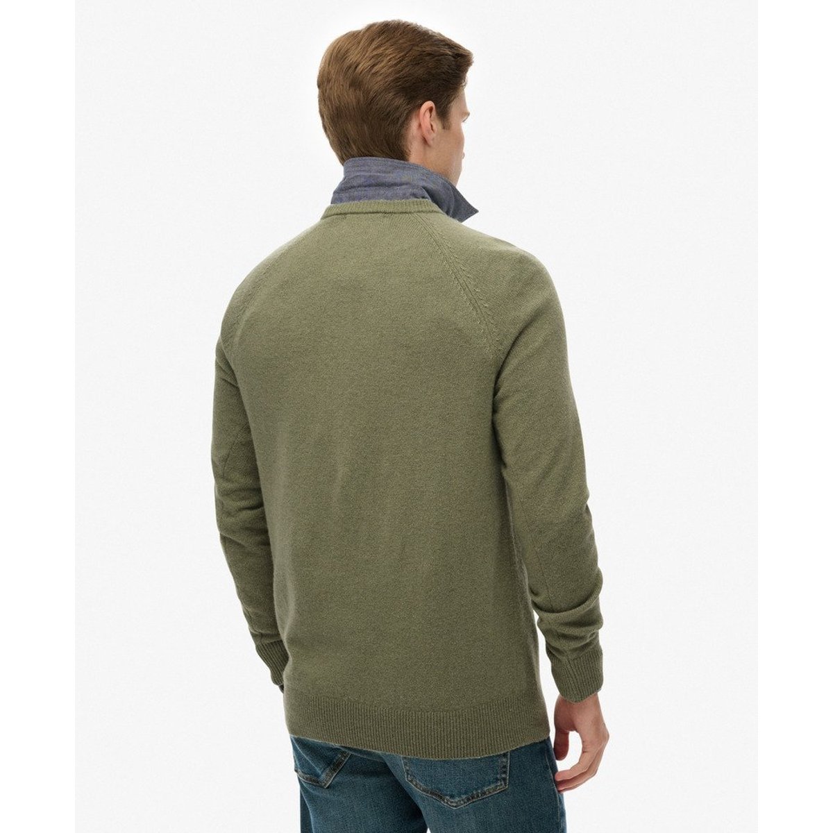 Pull col rond sauge pâle, SUPERDRY