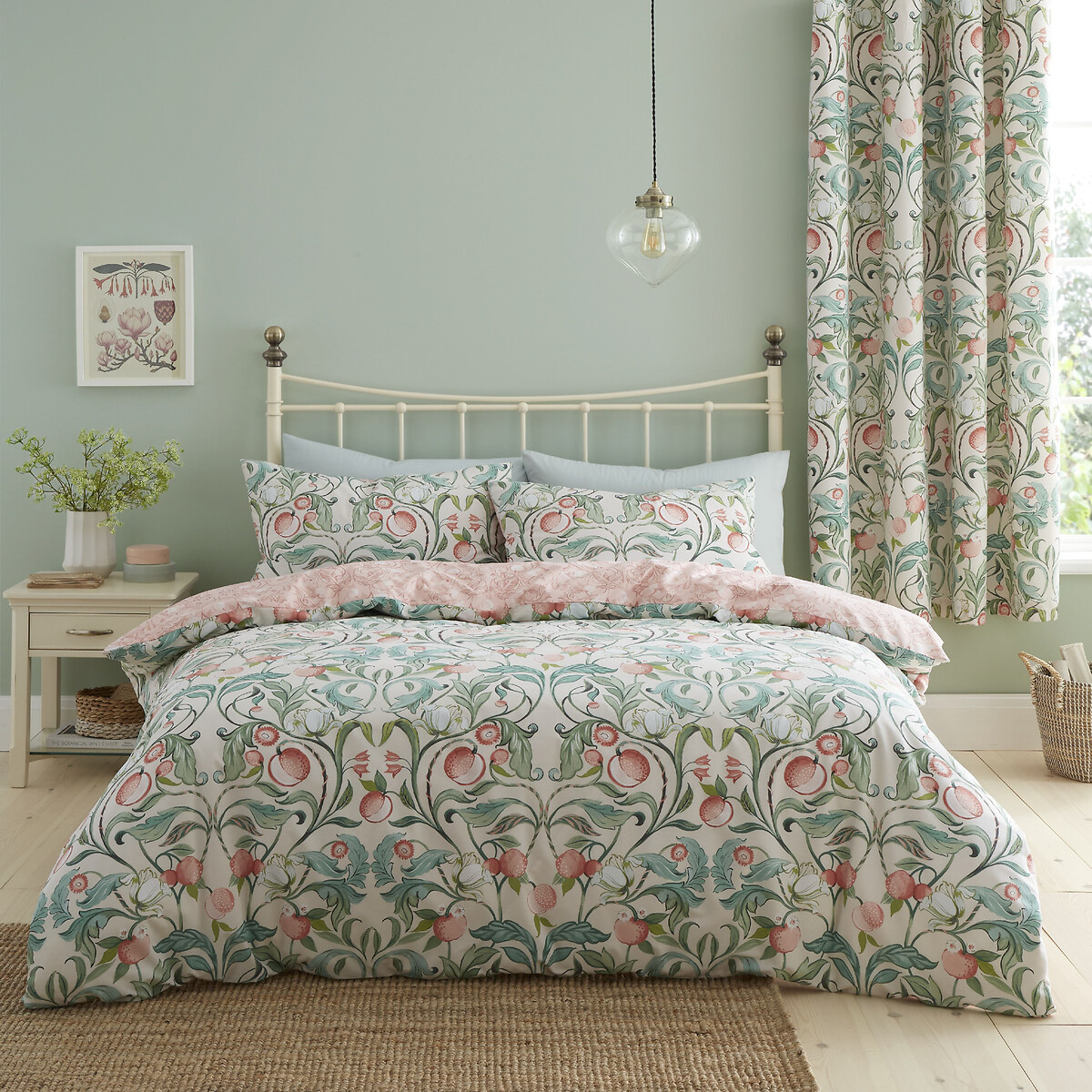 Clarence Floral Duvet Cover and Pillowcase Set beige/green, CATHERINE LANSFIELD