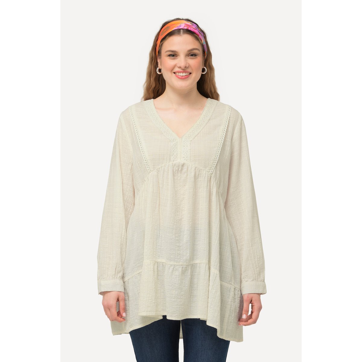 Tunique avec dentelle blanc neige, ULLA POPKEN