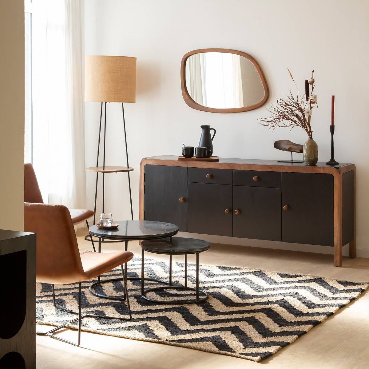 Buffet en bois de manguier ROMY noir, MADE IN MEUBLES 