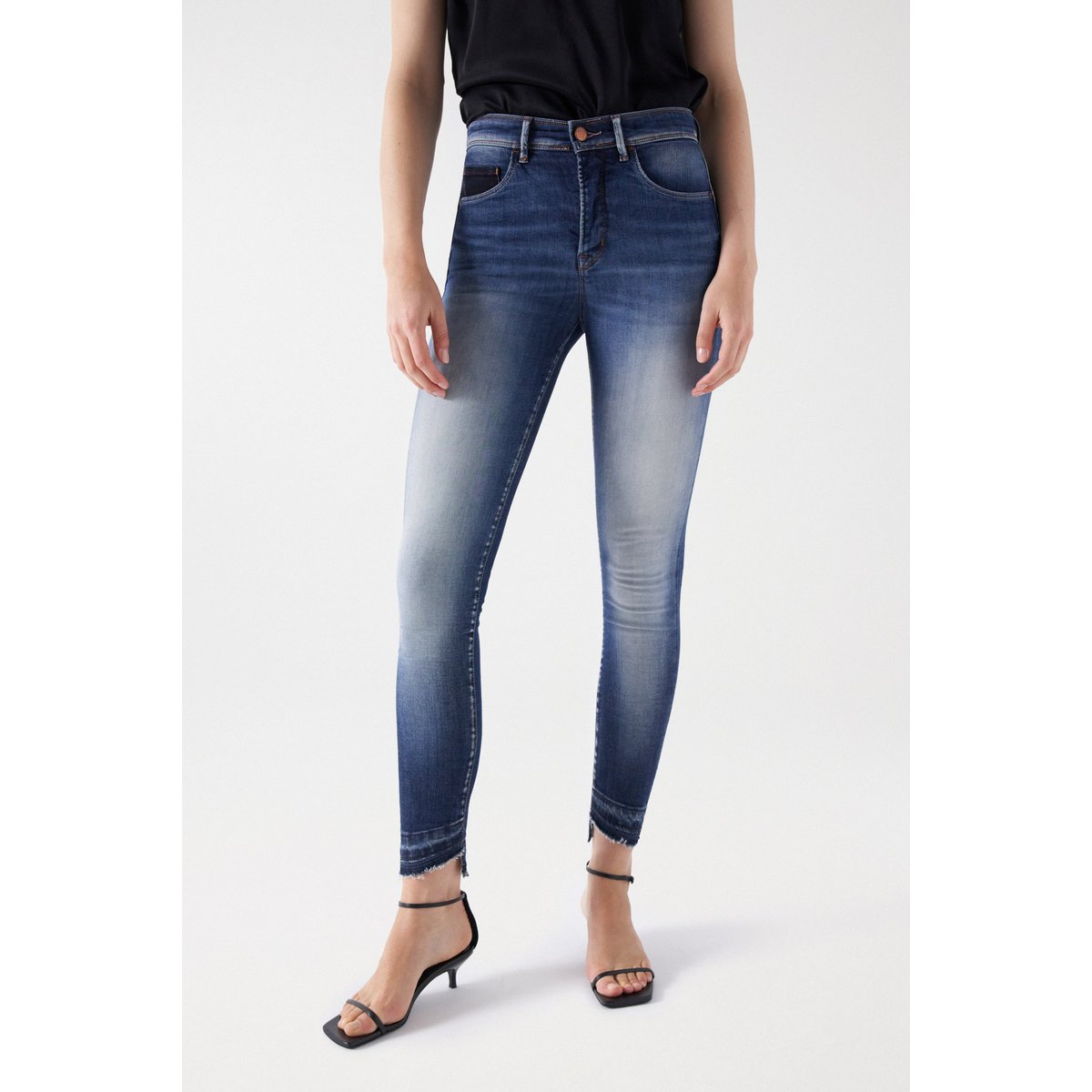 JEAN FAITH PUSH IN CROPPED SKINNY bleu foncé, SALSA JEANS