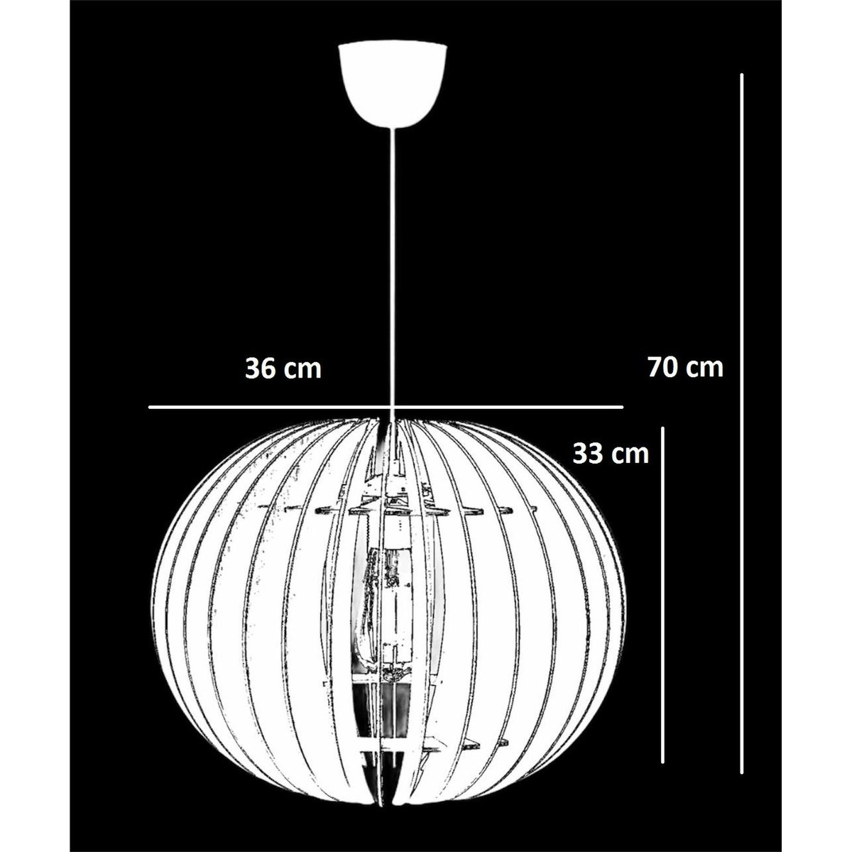 Suspension blanche design - forme ronde ø36 cm BIEL blanc, PIER IMPORT