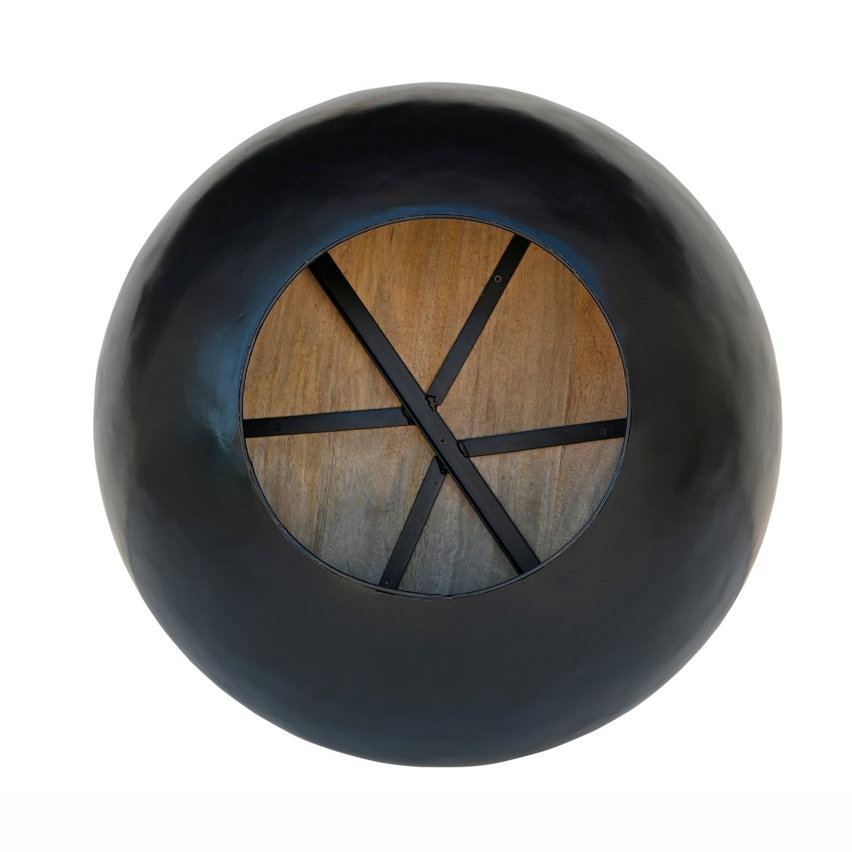 Table basse ronde en bois massif et métal D70 cm - TAJY bois foncé et noir, MAISON PAVANE