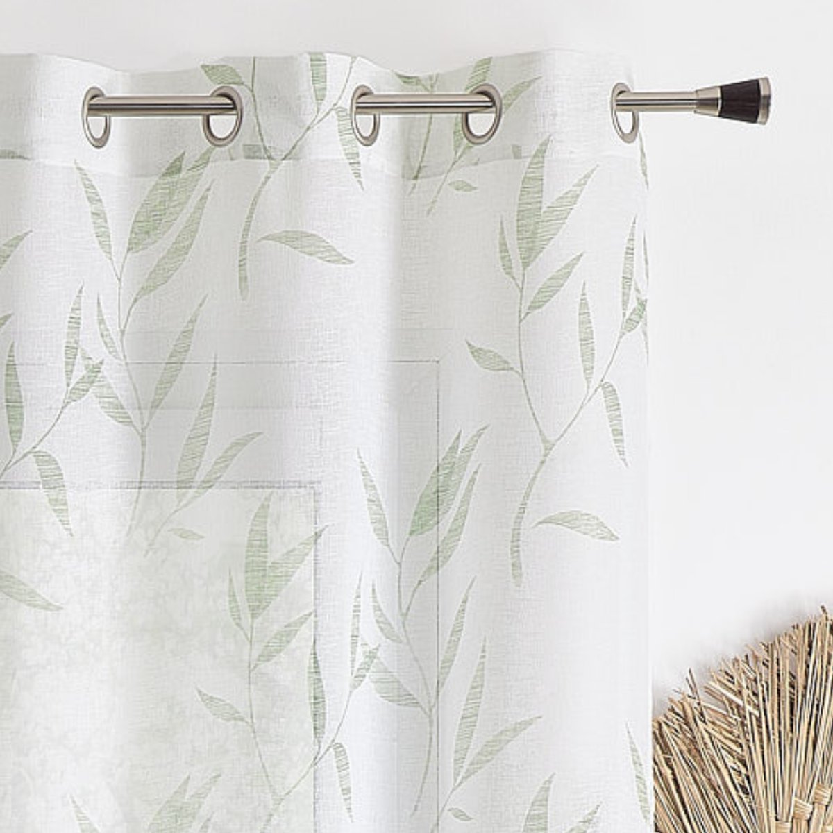 Voilage imprimé "Bambou" - QABANE vert olive, HOME MAISON