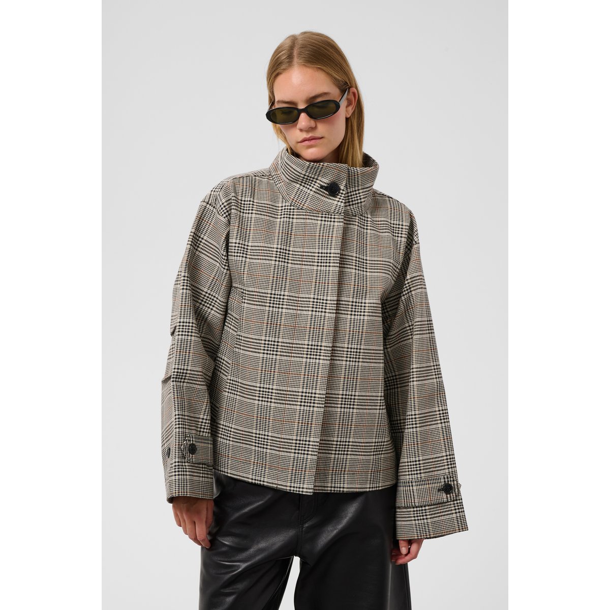 Veste d'extérieur beige oatmeal check, SOAKED IN LUXURY