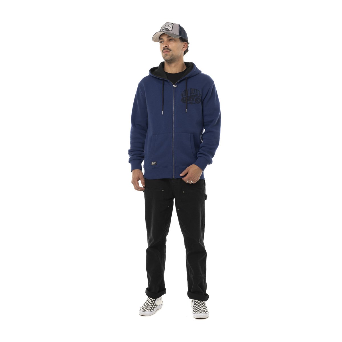Sweat À capuche Zippé Free bleu roi/noir, VON DUTCH