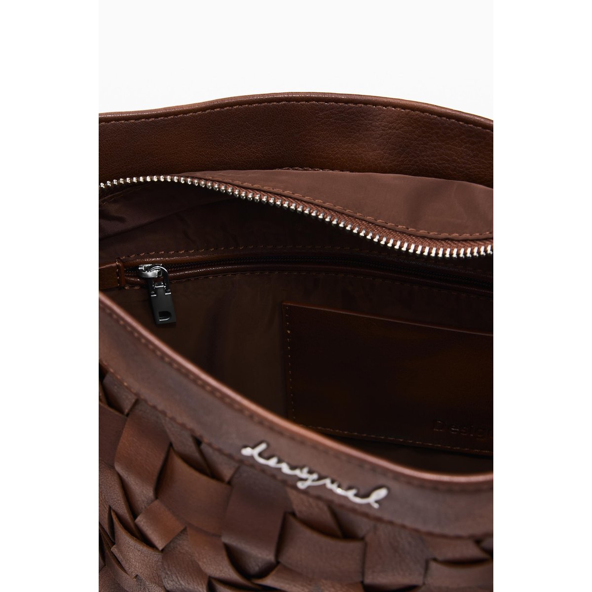 Sac moyen tressé marron, DESIGUAL