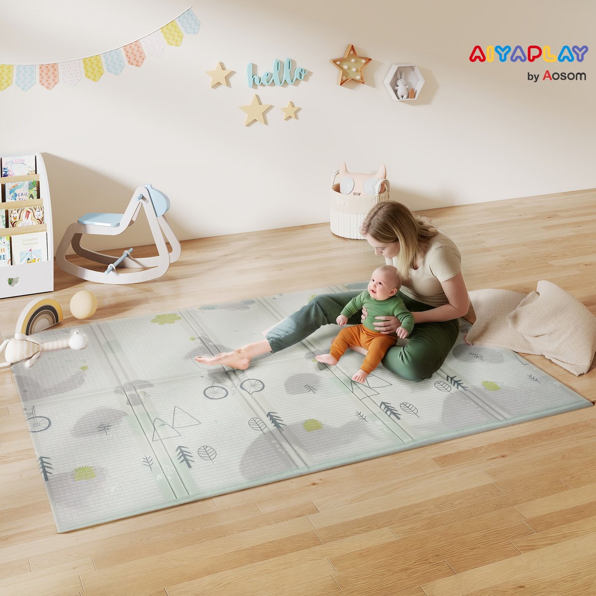 Tapis de jeu pour enfants XPE multicolore multicolore, AIYAPLAY