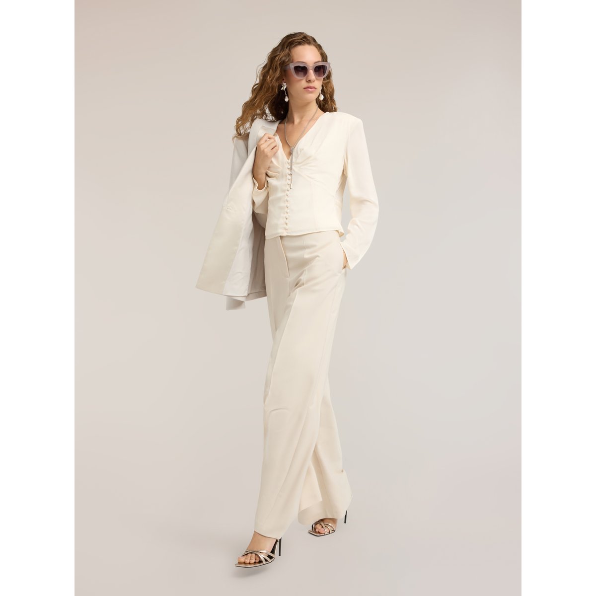 Chemise avec boutons recouverts blanc, MOTIVI