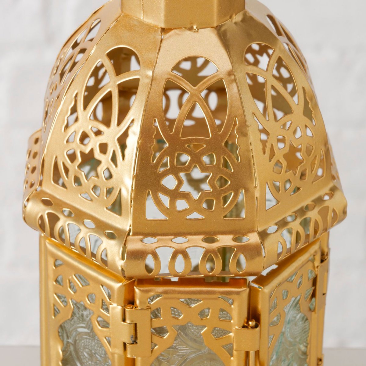 Lanterne métal doré style oriental 10x10x21cm doré, WADIGA
