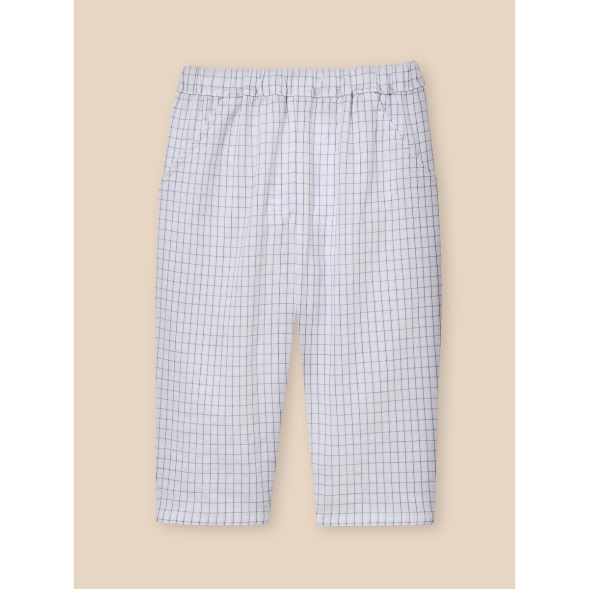 Pantalon taille élastiquée carreaux bleu, CYRILLUS